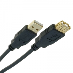 CABLE VCOM USB AM/AF GOLD PLATED BLACK 5MTRS